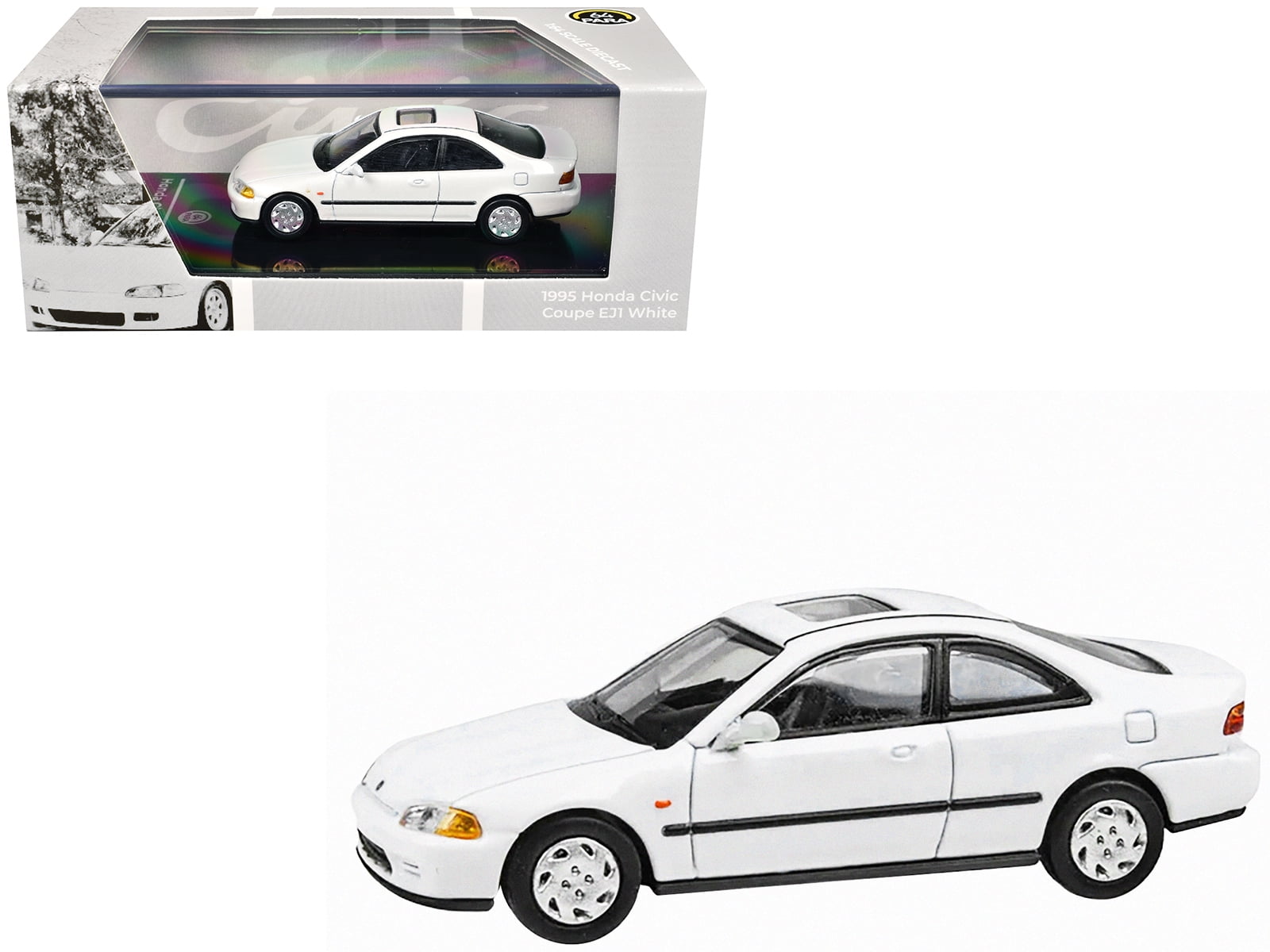 1995 Honda Civic Coupe EJ1 White with Sunroof 1/64 Die Cast Model