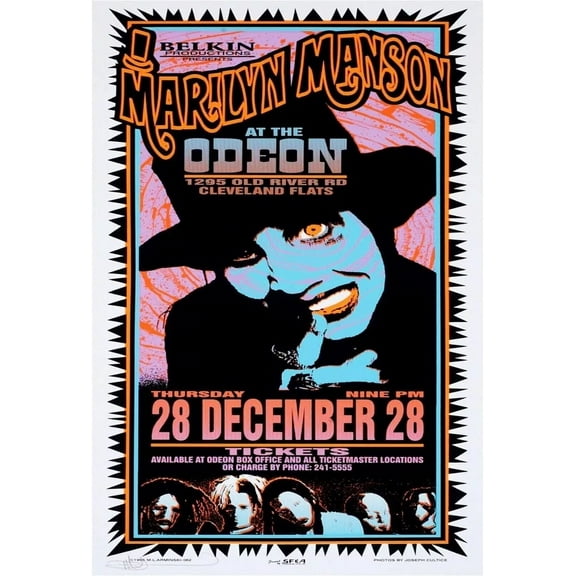 1995 MARILYN MANSON CONCERT POSTER WALL ART PRINT IN CLEVELAND OHIO 11 x 17 Inch Poster