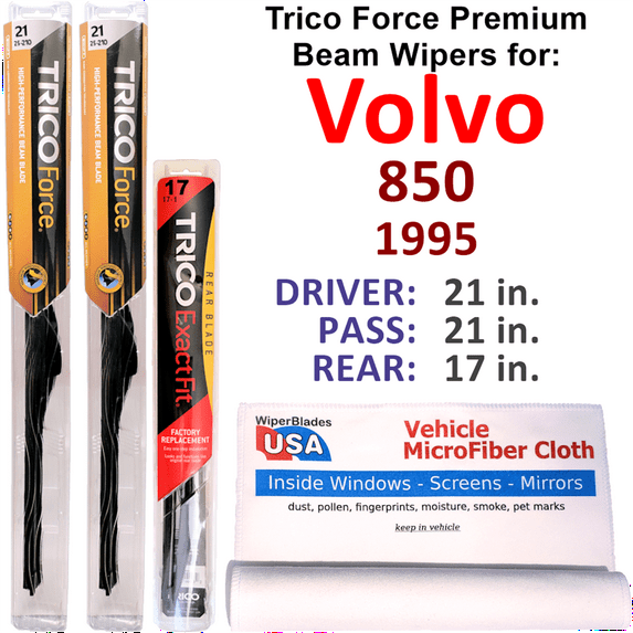 1995 Volvo 850 Performance Beam Wipers (Set of 3) w/Rear Wiper