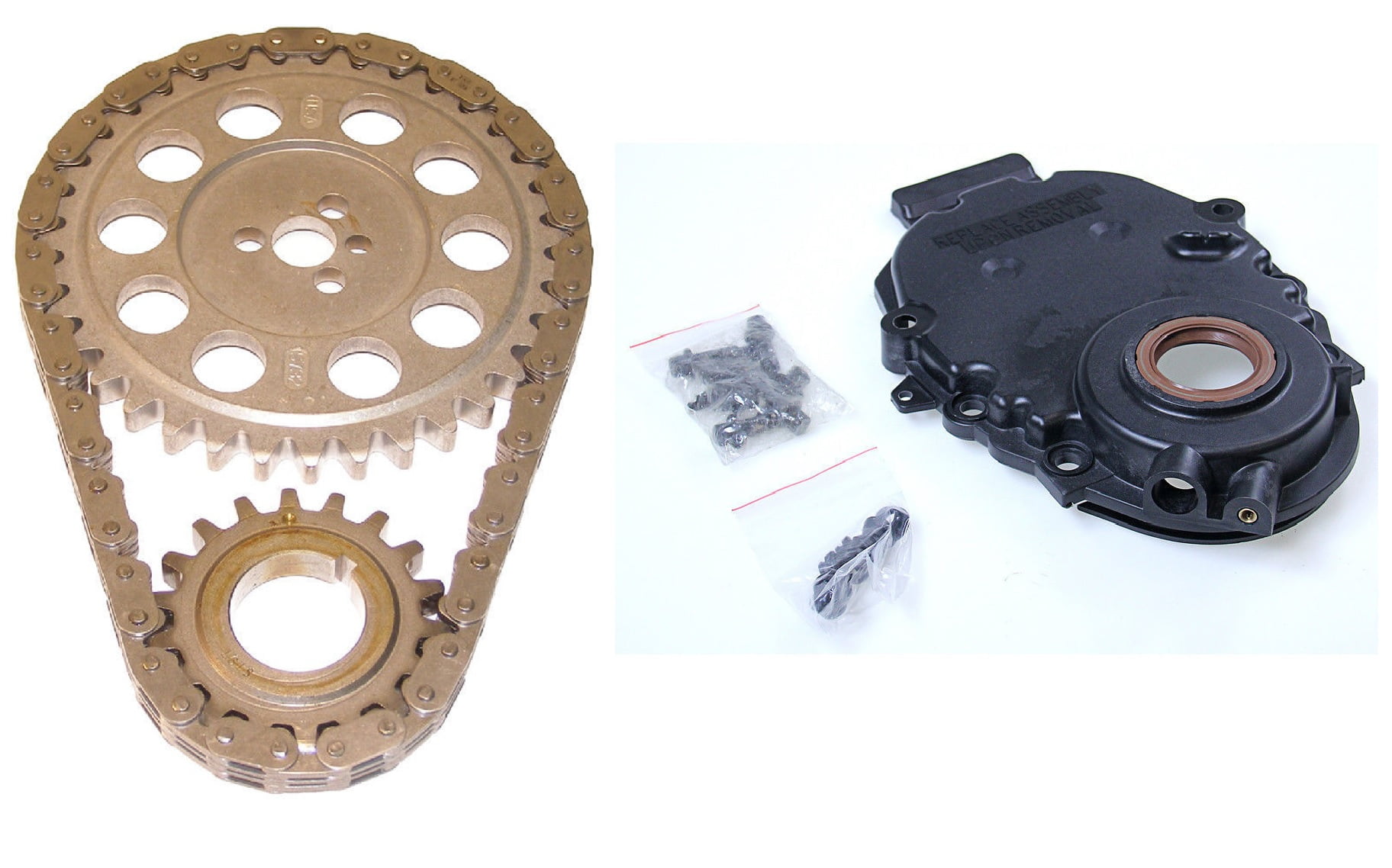 199602 Chevy GMC 5.0 305 5.7 350 Vortec Plastic Timing Cover (with crank sensor hole) & 3pc
