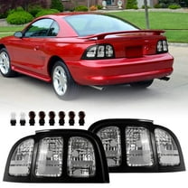 1996-1998 Ford Mustang Black Trim All Clear Lens Tail Lights - Unique Style Racing