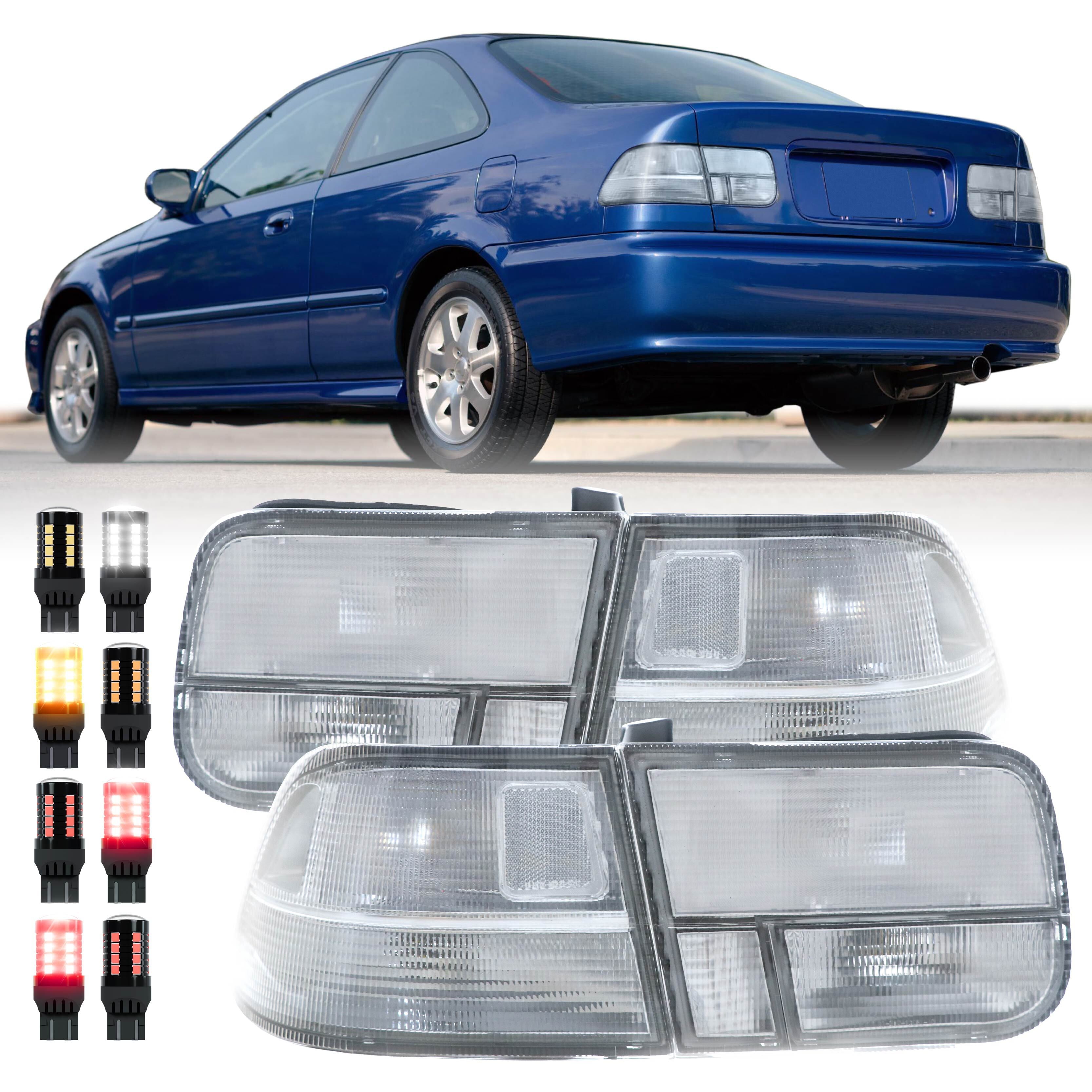 1996-2000 Honda Civic 2D Coupe EK JDM All Clear 4pcs Rear Tail Light ...