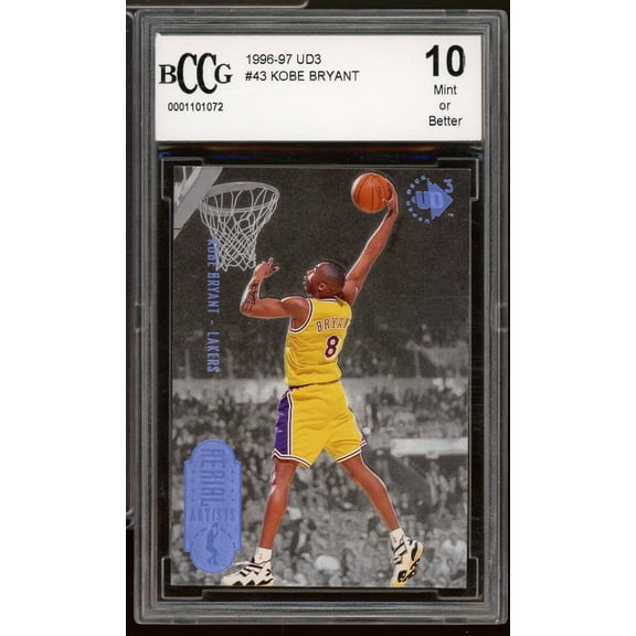 1996-97 UD3 #43 Kobe Bryant Rookie Card BGS BCCG 10 Mint+