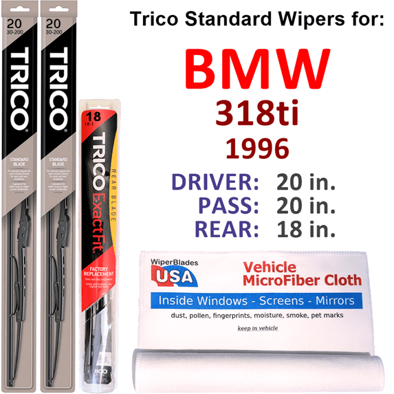 1996 BMW 318ti Wiper Blades (Set of 3) w/Rear Wiper