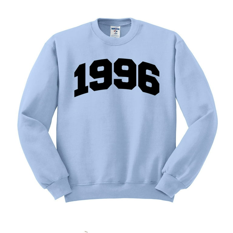 1996 College Style Sweatshirt Unisex Large Light Blue
