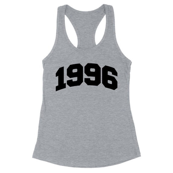 1996 College Style Tank Top Fitted Racerback Women's Medium Heather Grey