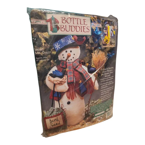 1996 Dimensions Bottle Buddies Mr Chilly Snowman #18097 Craft Project Winter