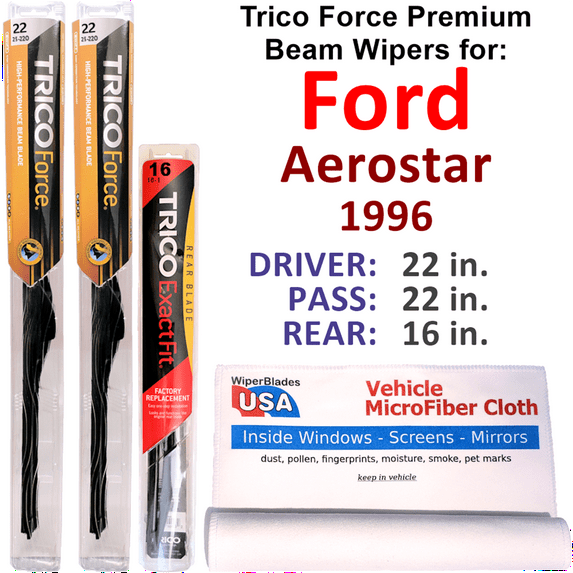 1996 Ford Aerostar Performance Beam Wipers (Set of 3) w/Rear Wiper