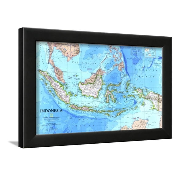 1996 Indonesia Map Framed Print Wall Art By National Geographic Maps
