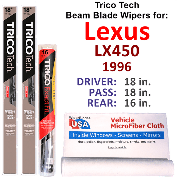 1996 Lexus LX450 Beam Blade Wipers (Set of 3) w/Rear Wiper