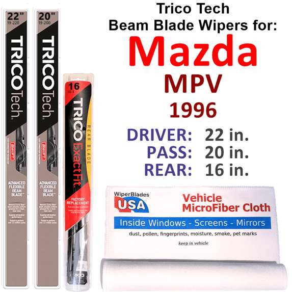 1996 Mazda MPV Beam Blade Wipers (Set of 3) w/Rear Wiper