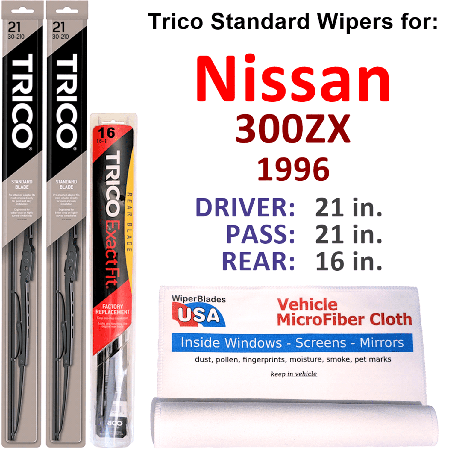1996 Nissan 300ZX Wiper Blades (Set of 3) w/Rear Wiper - Walmart.com