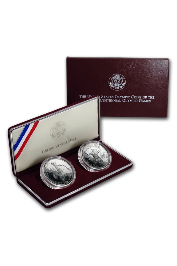 1996-P 2-Coin Olympic Wheelchair & Tennis Proof Set (w/Box & COA)