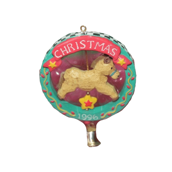 1996 Prancing Pony (Wreath) Carlton Cards Christmas Tree Ornament CXOR-017T