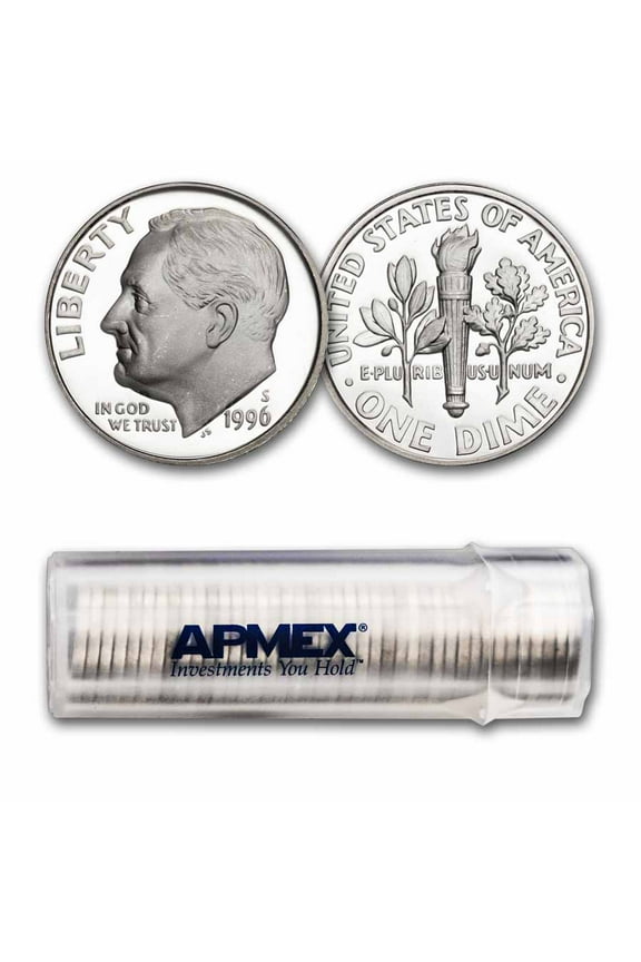 1996-S Roosevelt Dime Proof 50-Coin Roll (Silver)