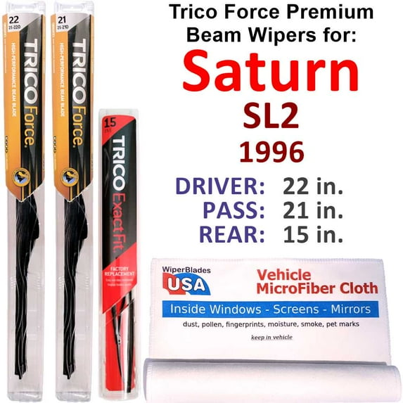 1996 Saturn SL2 Performance Beam Wipers (Set of 3) w/Rear Wiper