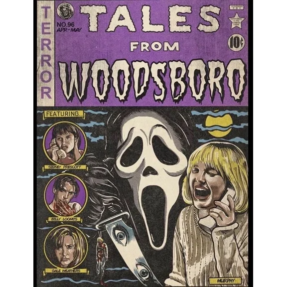 1996 Scream Movie Poster Print Sidney Prescott Dewey Woodsboro UNFRAMED PAPER POSTER, Home Decor