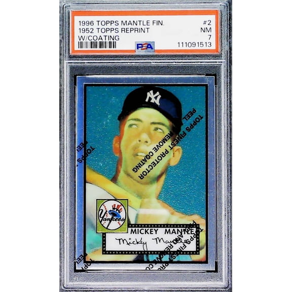 1996 Topps 1952 '52 Reprint WITH COATING #2 Mickey Mantle RC Rookie New York Yankees PSA 7 NM