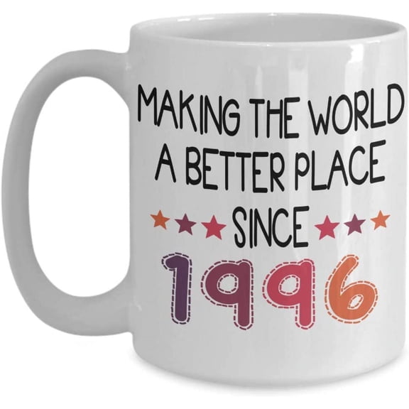 1996 Turning 23 Years Old Happy Birthday Coffee Mug Funny 23rd Birthday Gift for Women and Men Gift Tea Cup Idea for a Joke Celebration Best Adult
