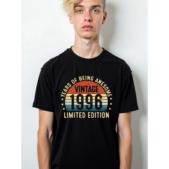 1996 Vintage Awesome Tee mens funny t shirts black graphic elegantly Daytime and weekend wear Casual Unisex Shirt Short Sleeve tshirts