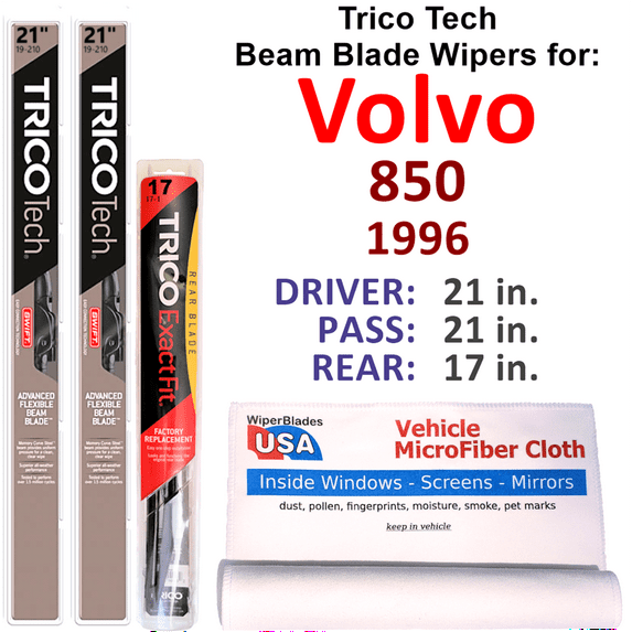 1996 Volvo 850 Beam Blade Wipers (Set of 3) w/Rear Wiper
