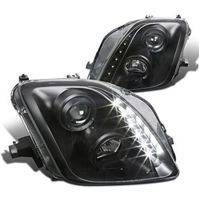 1997 - 2001 Honda Prelude Housing LED DRL Strip Projector Headlights - Black