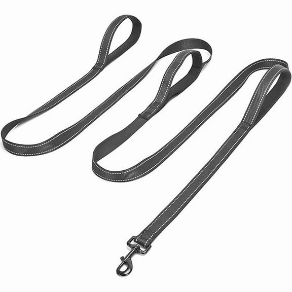 1997 3 Handle Dog Leash, 10FT Triple Handle Reflective Stitching with Padded Traffic Handles, Heavy Duty Training Pet Lead for Control and Safety (Black)