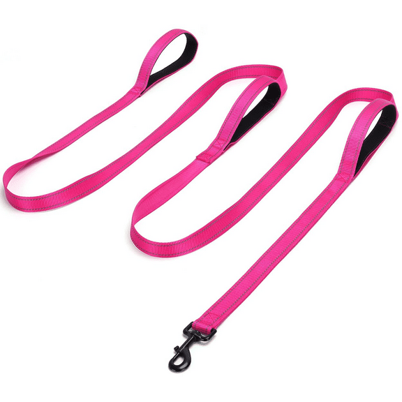 1997 3 Handle Dog Leash, 10FT Triple Handle Reflective Stitching with Padded Traffic Handles, Heavy Duty, Training Pet Lead for Control and Safety (Pink)