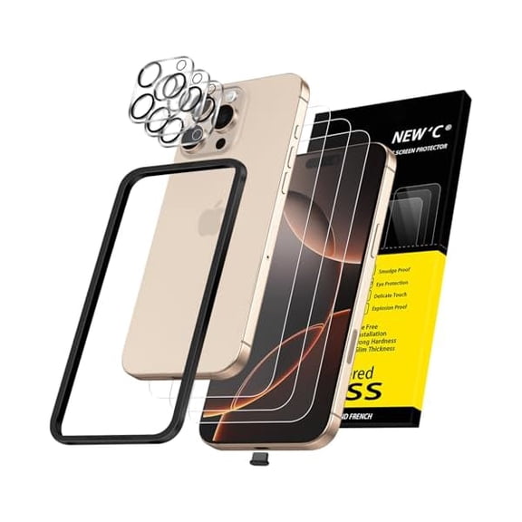 1997 3x for iPhone 16 Pro Max Screen Protector (6.9 inches)+ 3x Camera Lens Protector, Sensor Protection, Case Friendly Tempered Glass Film + Dust Plug- Easy installation tool include