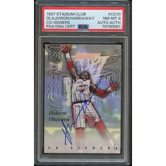 1997-98 Topps Stadium Club Tim Hardaway Hakeem Olajuwon #CO10 [Base] Insert PSA 8 Auto A