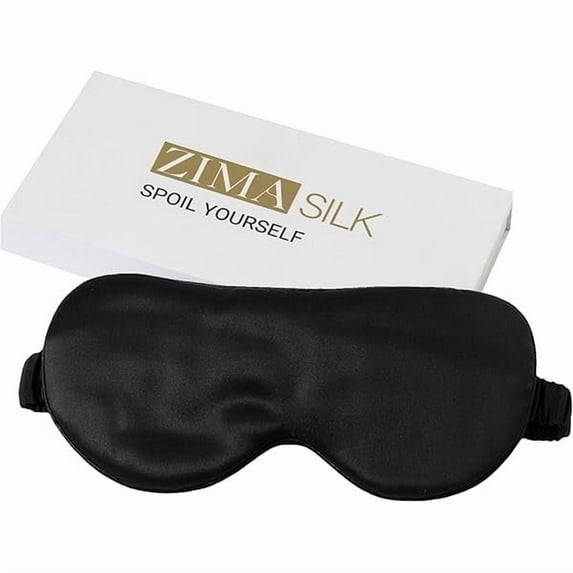 1997 Adjustable 100% 22 Momme Mulberry Silk Sleep Mask for Sleeping, Filled with Premium Mulberry Silk, Softest & Breathable Blackout Eye Sleeping Mask (Black)