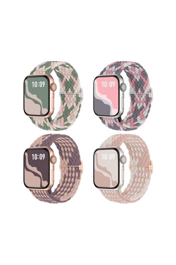 Braided Stretchy Solo Loop Compatible for Apple Watch Band for Women Men, Nylon Elastic Straps Wristbands for iWatch Series 10 9 8 7 6 5 4 3 11 Ultra/SE 3 2 1
