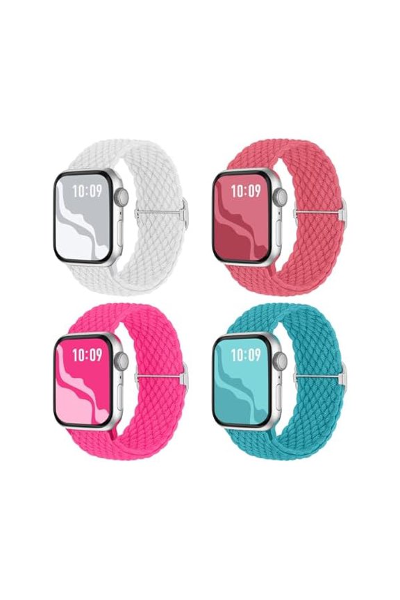 Braided Stretchy Solo Loop Compatible for Apple Watch Band for Women Men, Nylon Elastic Straps Wristbands for iWatch Series 10 9 8 7 6 5 4 3 11 Ultra/SE 3 2 1