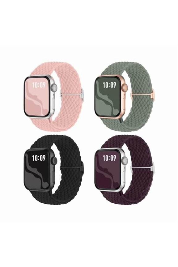 Braided Stretchy Solo Loop Compatible for Apple Watch Band for Women Men, Nylon Elastic Straps Wristbands for iWatch Series 10 9 8 7 6 SE 5 4 3 2 Ultra Ultra 2