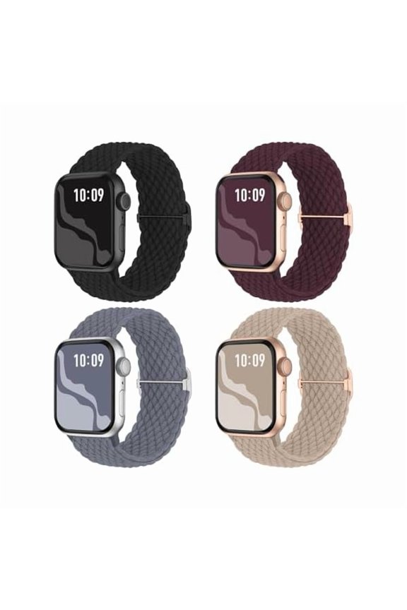 Braided Stretchy Solo Loop Compatible for Apple Watch Band for Women Men, Nylon Elastic Straps Wristbands for iWatch Series 10 9 8 7 6 SE 5 4 3 2 Ultra Ultra 2