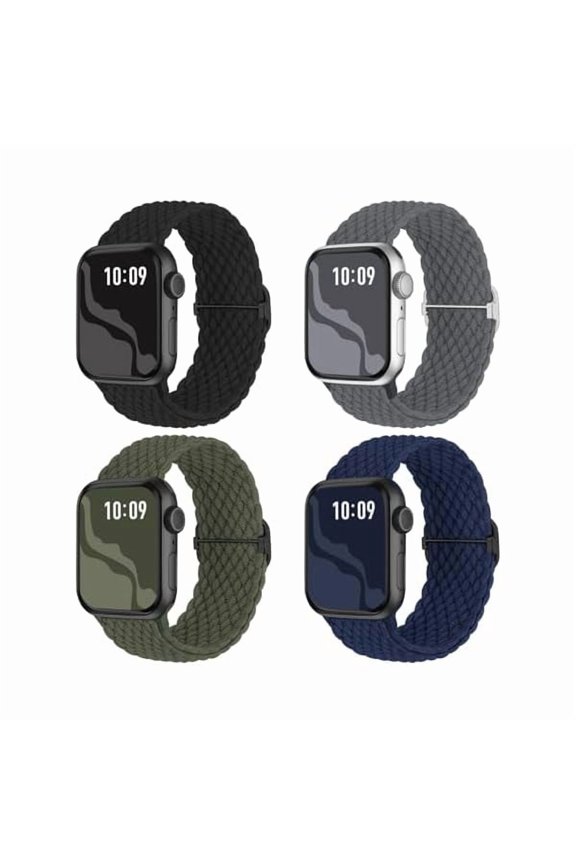 Braided Stretchy Solo Loop Compatible for Apple Watch Band for Women Men, Nylon Elastic Straps Wristbands for iWatch Series 10 9 8 7 6 SE 5 4 3 2 Ultra Ultra 2