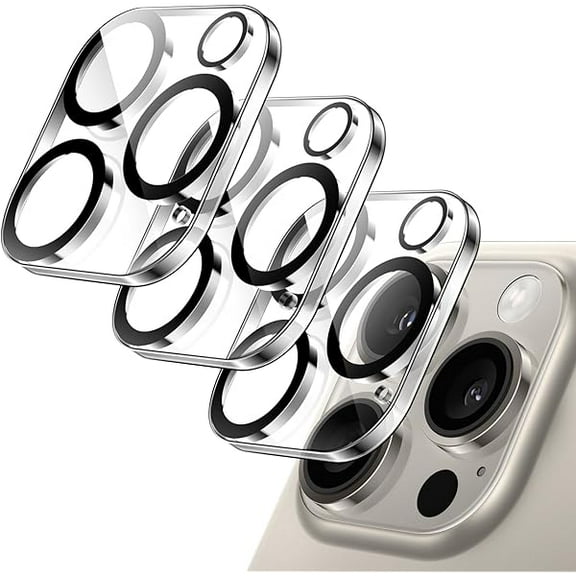 1997 Camera Lens Protector for iPhone 16 Pro 6.3-Inch and iPhone 16 Pro Max 6.9-Inch, 9H Tempered Glass, Anti-Scratch, Case Friendly, Does Not Affect Night Shots, HD Clear, 3-Pack