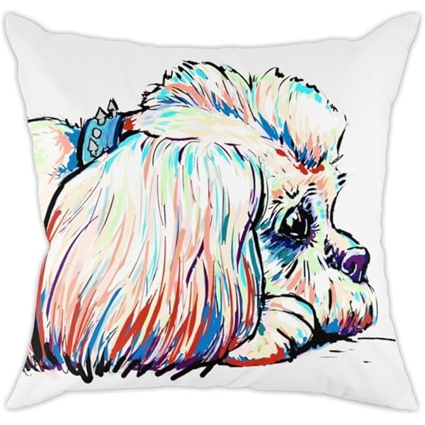 Bagyou - Federa per cuscino Shih Tzu con motivo floreale, motivo