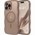 thumbnail image 1 of 1997 Cute for iPhone 15 Pro Case, Compatible with MagSafe, [Curly Wave Edge] [Full Camera Protection] [14 FT Drop Protection] Magnetic Phone Case for 15 Pro 6.1 Inch, Brown, 1 of 1