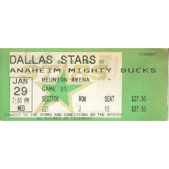 1997 Dallas Stars vs Anaheim Mighty Ducks ticket stub Mike Modano Joe Nieuwendyk