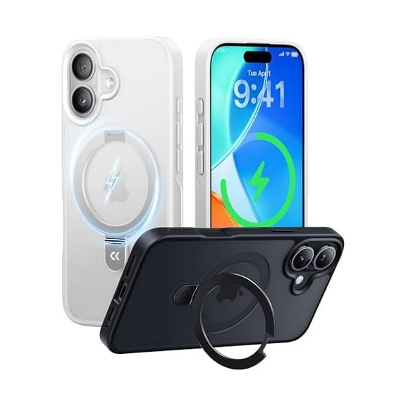 1997 Designed for iPhone 17 Case with Magnetic Invisible Stand [Military Drop Protection] [Compatible with MagSafe] Shockproof Translucent Matte Slim Phone Cover 6.3", White