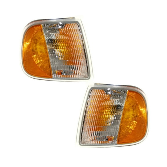 For 1997 Ford F-150 Pair Driver and Passenger Side Turn Signal/Side Marker Light Lens and Housing Only FO2520132 FO2521132 | F65Z 13201 AD F65Z 13200 AD ;