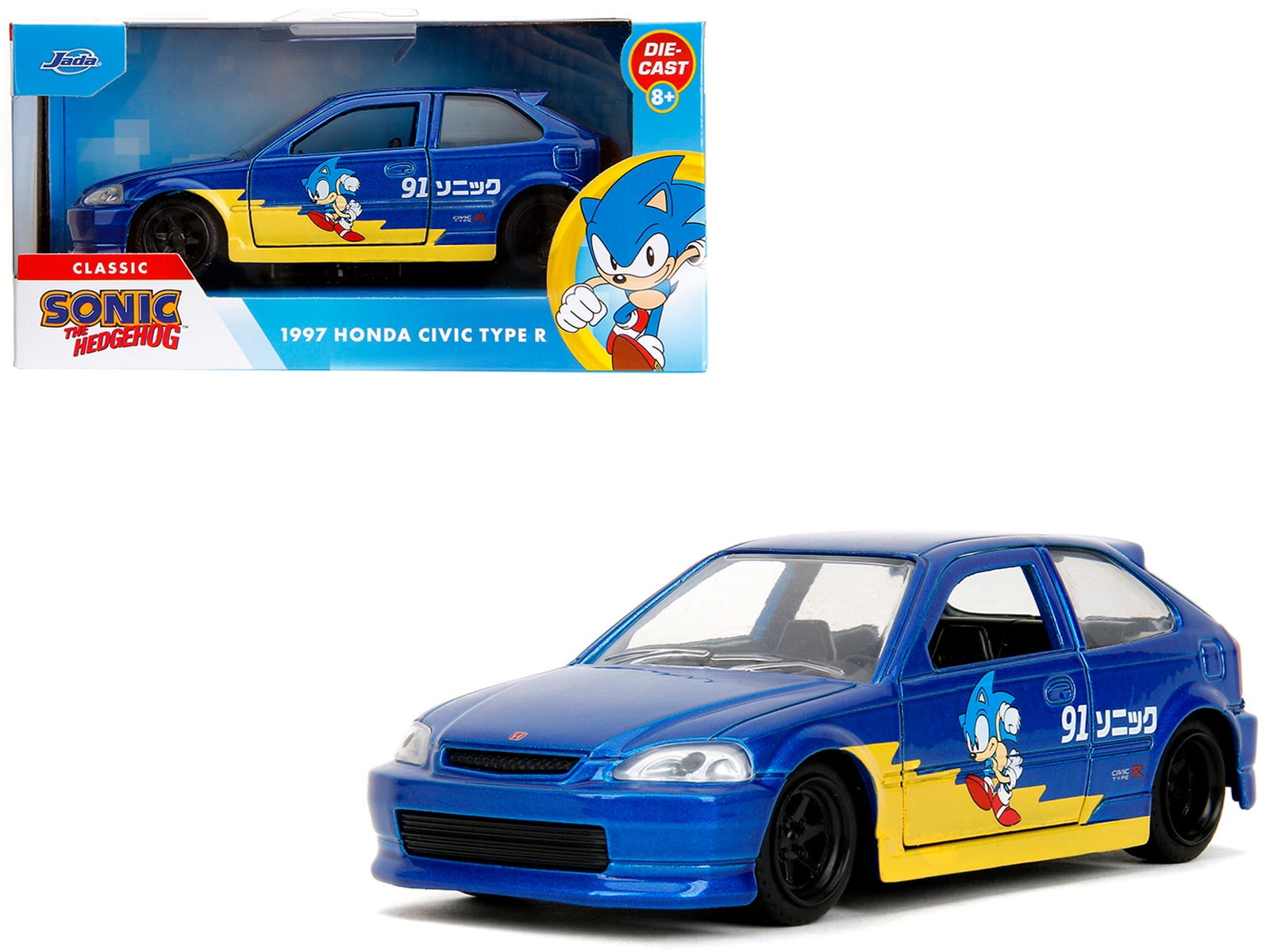 ミニカー Honda Civic Type R 1997 JADA CLASSIC SONIC THE HEDGEHOG 1997 HONDA CIVIC TYPE R 1/32