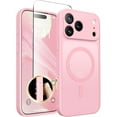 thumbnail image 1 of 1997 Magnetic for iPhone 17 Pro Max Case, Upgraded [Full Camera Protection] [Compatible with MagSafe] Protective Translucent Matte Women Girl Phone Case Cover, Peach Pink, 1 of 1