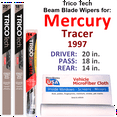 thumbnail image 1 of 1997 Mercury Tracer Beam Blade Wipers (Set of 3) w/Rear Wiper, 1 of 3