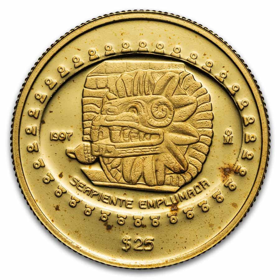 1997 Mexico 1/4 oz Gold 25 Pesos Serpiente Emplumada Proof - Walmart.com