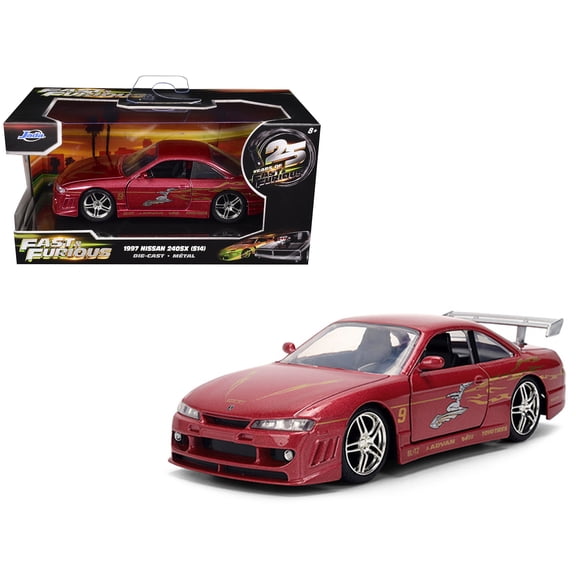 1997 Nissan 240SX (S14) Light Red Metallic with Graphics "25 Years of Fast & Furious" Series 1/32 Diecast Car Model by Jada
