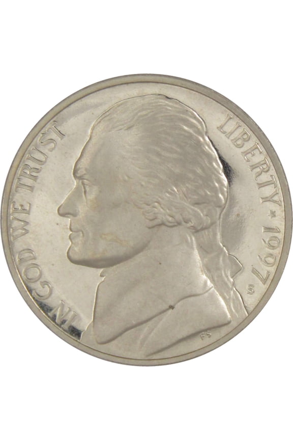 1997 S Jefferson Nickel 5 Cent Piece Choice Proof 5c US Coin Collectible