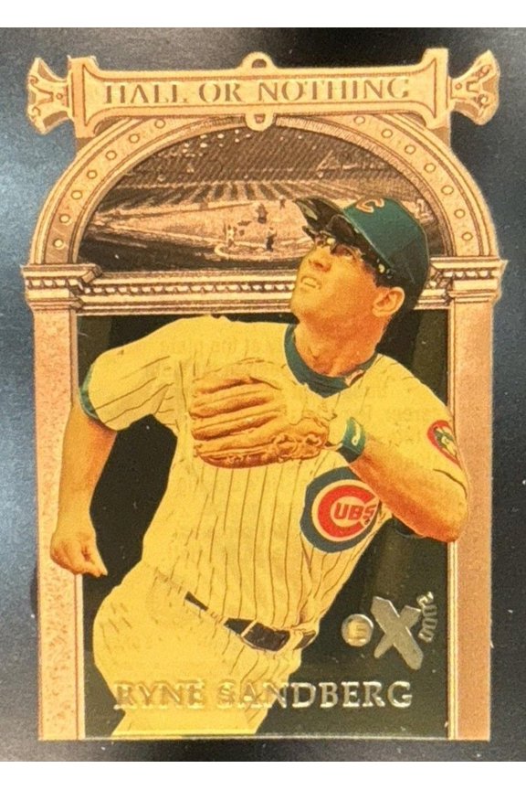 1997 Skybox E-X2000 Ryne Sandberg Hall or Nothing Die Cut #5 Chicago Cubs Baseball Card Chicago Cubs MLB Baseball Trading Card