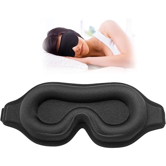1997 Sleep Eye Mask for Side Sleeper, Lash Extensions 3D Contoured Cup Sleeping Mask for Men Women, Travel Blackout Night Blindfold Eye Shade Cover with Adjustable Strap (Black-Side Sleeper)
